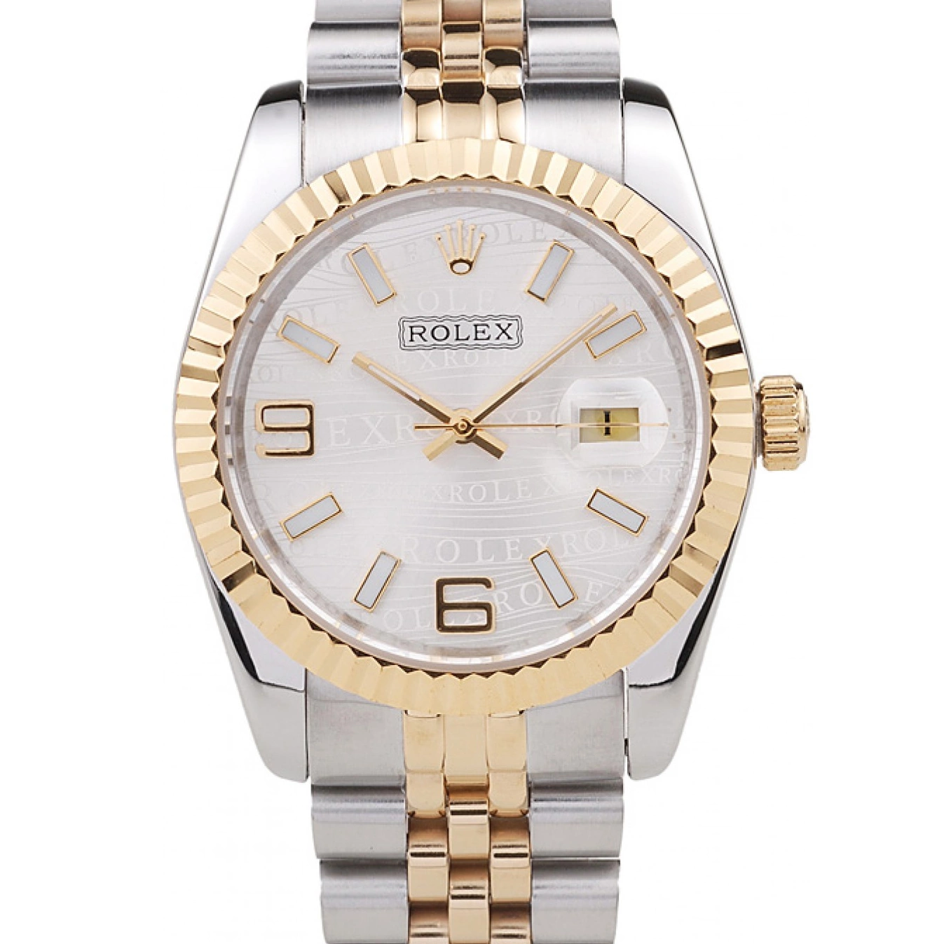 Two 18k DateJust Gold Plated Silver Tone Steel 98084 Rolex Dial Stainless 0709